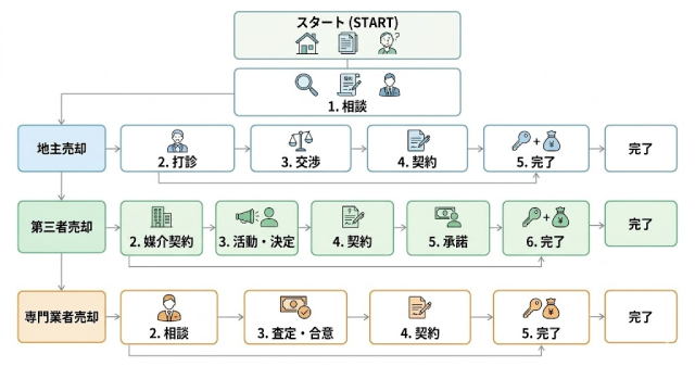 借地権売却の全体像フロー 