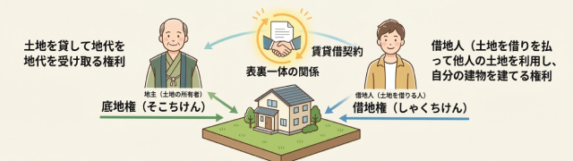 借地権＋底地権のシンプルな構造図