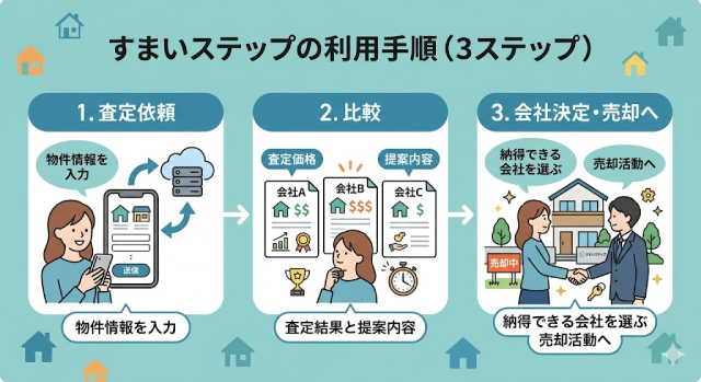 すまいステップの利用手順3ステップ図