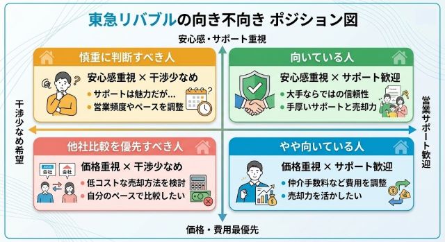 東急リバブルが向いている人・向いていない人のポジション図