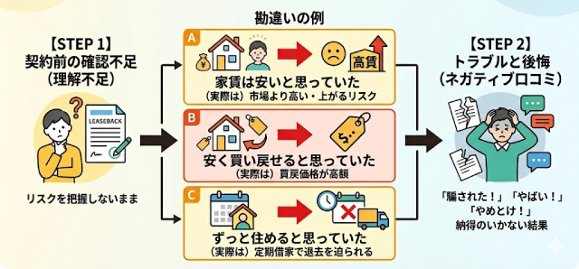 確認不足→後悔につながる流れ