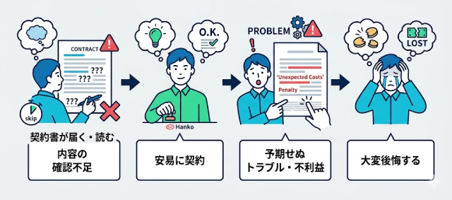確認不足から後悔までの流れ