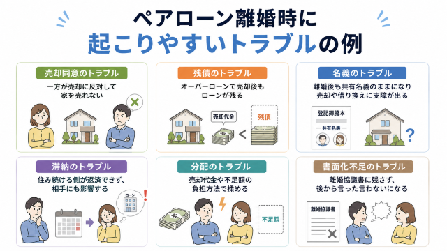 ペアローン 離婚 売却時に起こりやすいトラブルの例