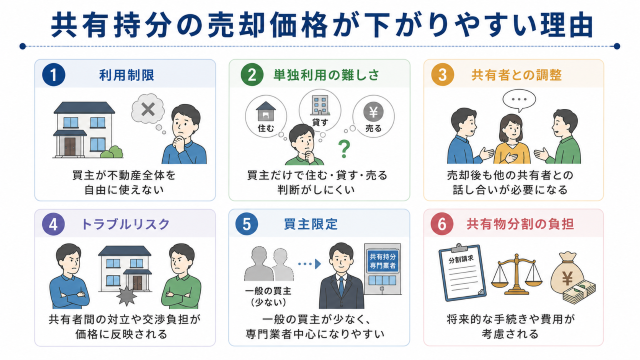 共有持分の売却価格が下がりやすい理由