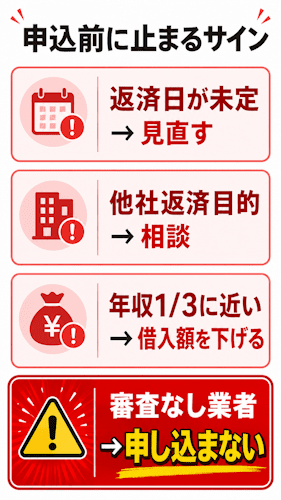 消費者金融に申し込む前に確認すべき返済不安や審査なし業者の危険サイン