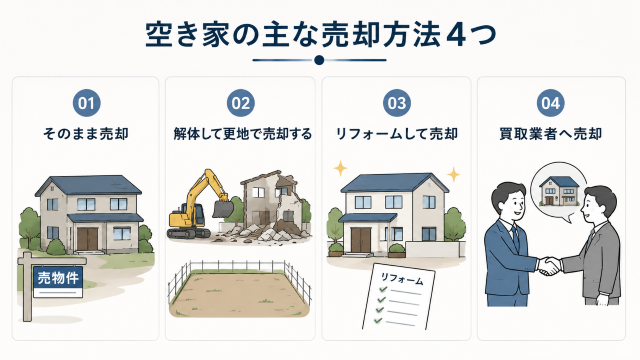 空き家 売却 流れの主な方法4つ