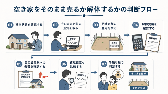空き家 売却 流れで知っておきたいそのまま売るか解体するかの判断フロー